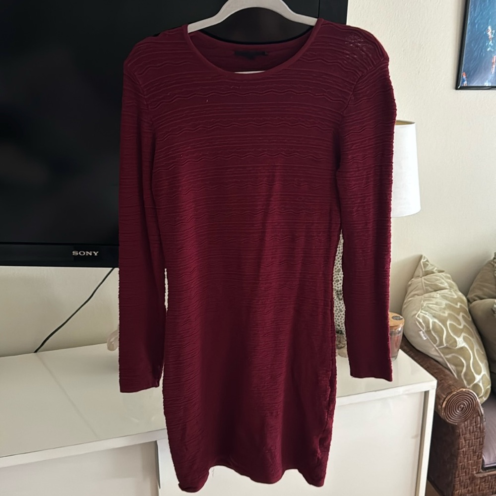 Ribbed maroon dress